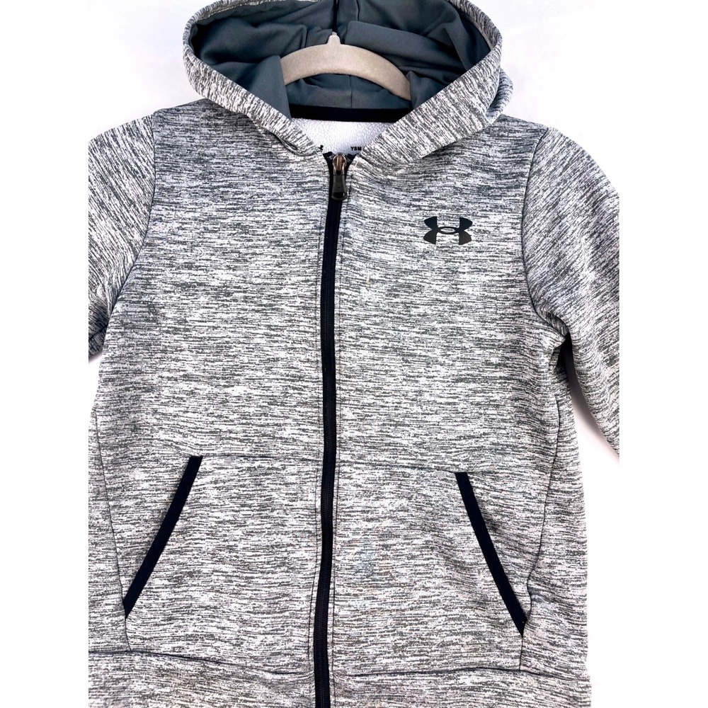 Under Armour Kids Grey Space Dye Full Zip Fleece Hoodie 1357585 YSM Small